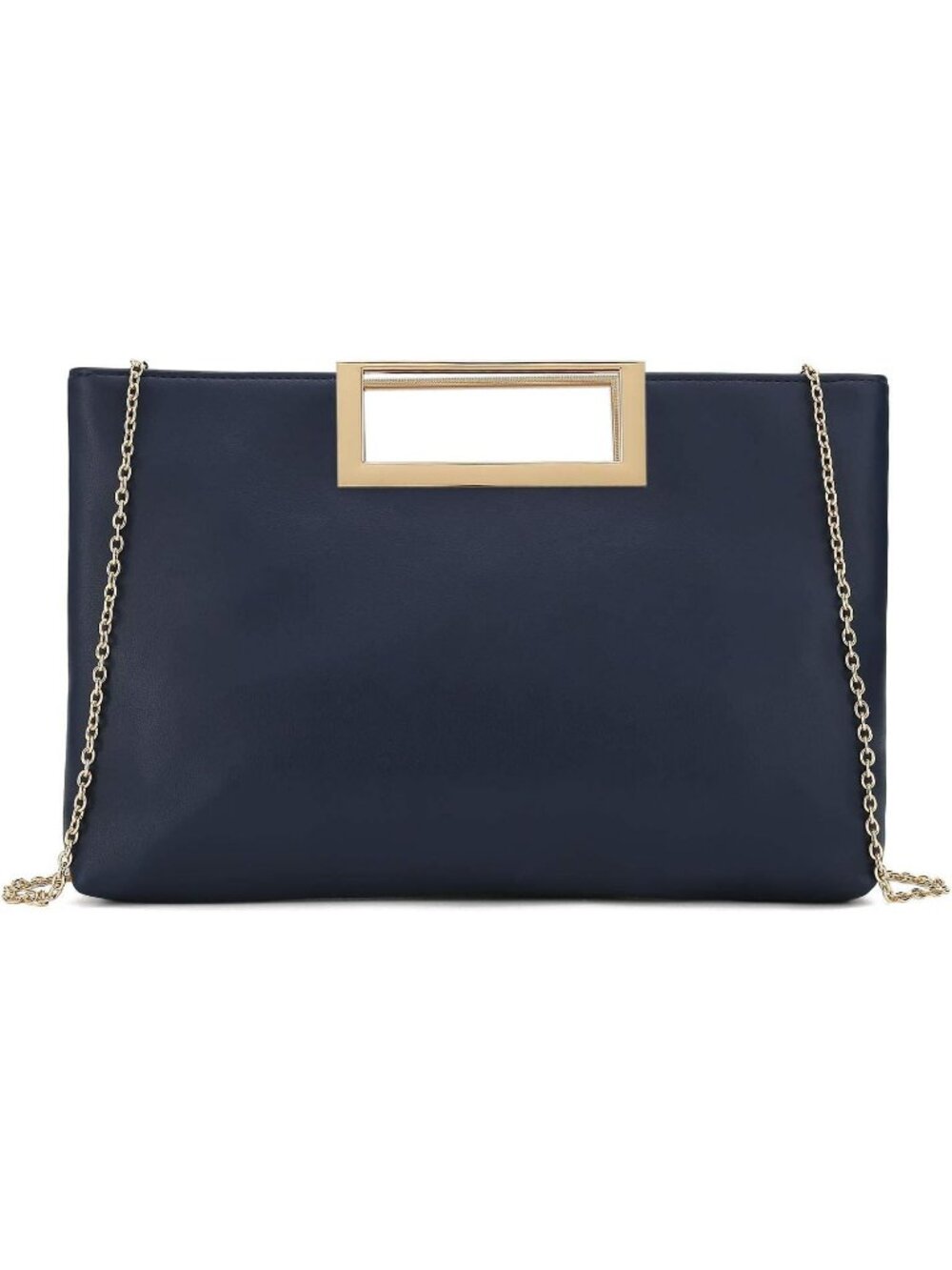 Women's Navy PU leather Evening Clutch Handbag Stylish Convertible Purse